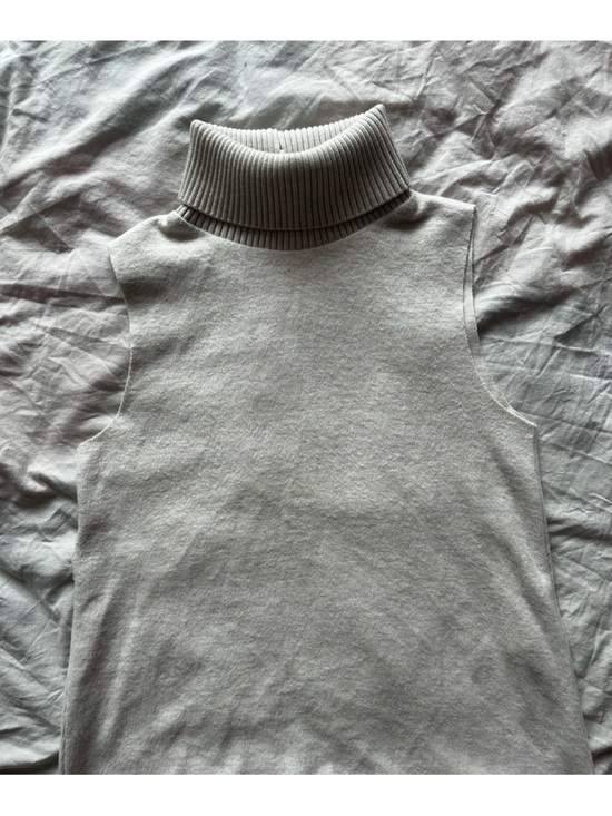 Zara Tops - Zara Beige Sleeveless Turtleneck Knit Top Size S Minimal Rib Collar Sweater